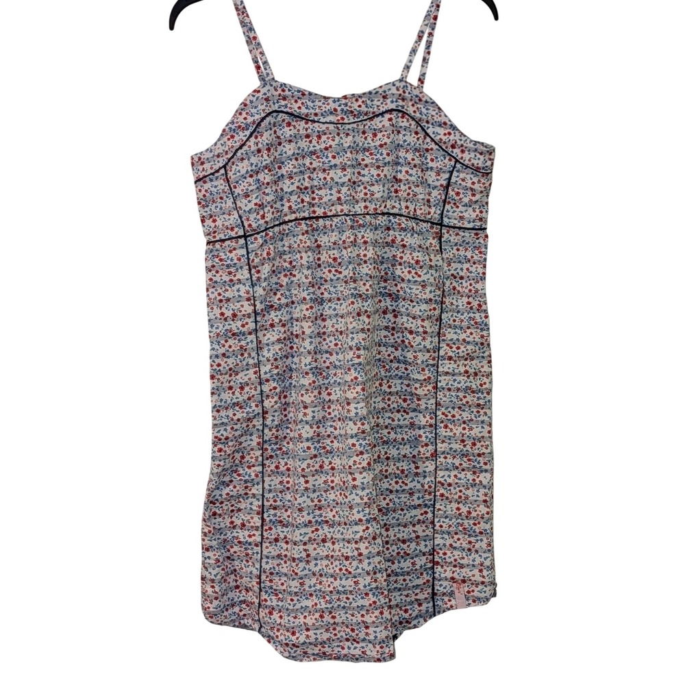 Levi's XL Floral Smocked Spaghetti Strap Dress Red‎ Blue Summer Comfort
